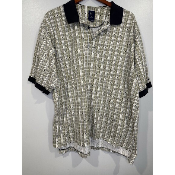 Vintage 90s Nike Tiger Woods Geometric Design Golf Polo Shirt Men’s XXL - Picture 1 of 8